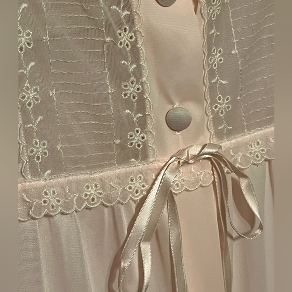 XS Vintage LORRAINE 1950s Pale Pink Robe Dressing House Gown - Picture 5 of 12